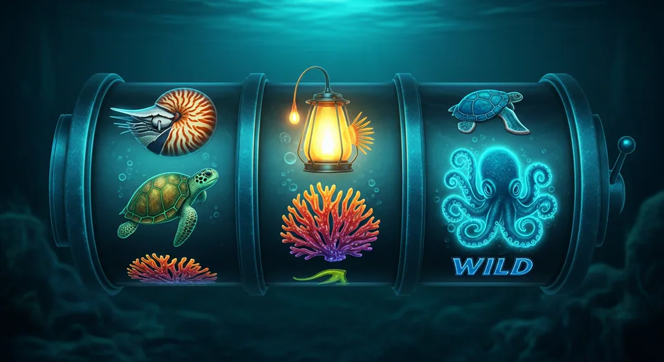 Tidal Reels — three glowing underwater slot reels with ocean creature symbols